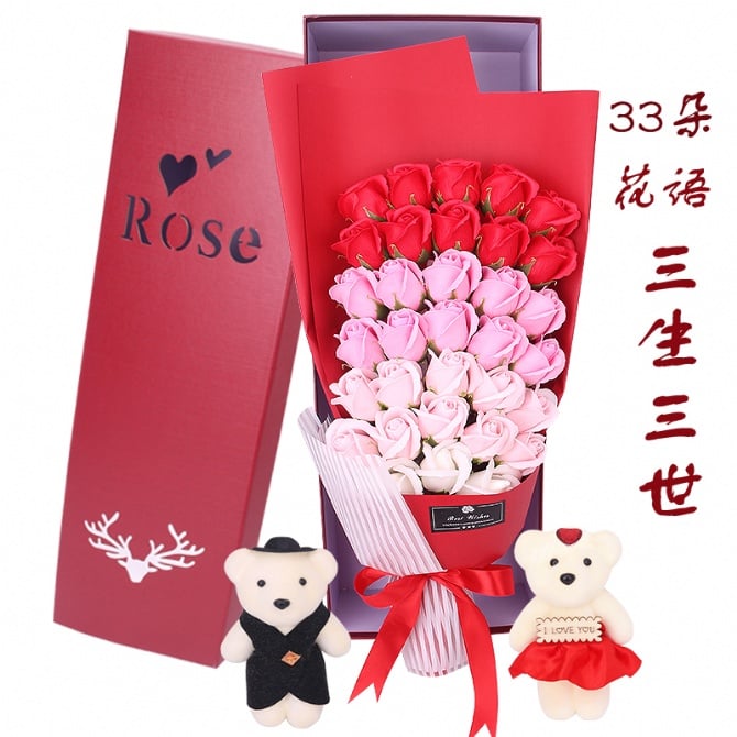 New design 33pcs Soap Flower and Gift box