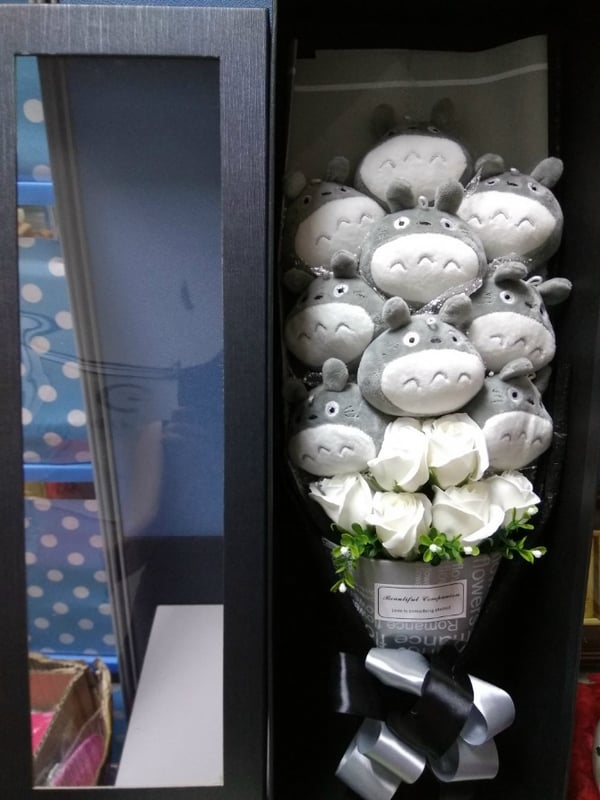9pcs Totoro with 6 flower Gift box and free card