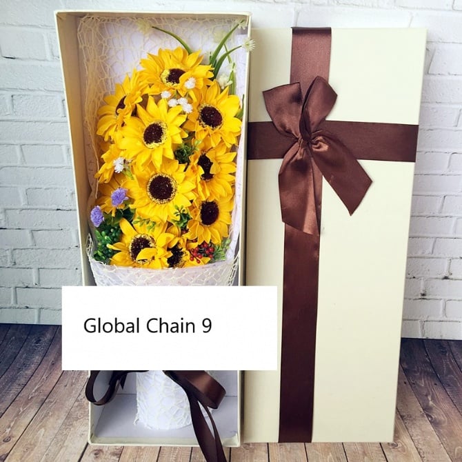 11pcs Sunflower soap flower Gift box and free card