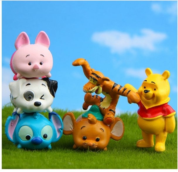 6 IN 1 Tsum Tsum with winnie Figurine Set / Cake Topper