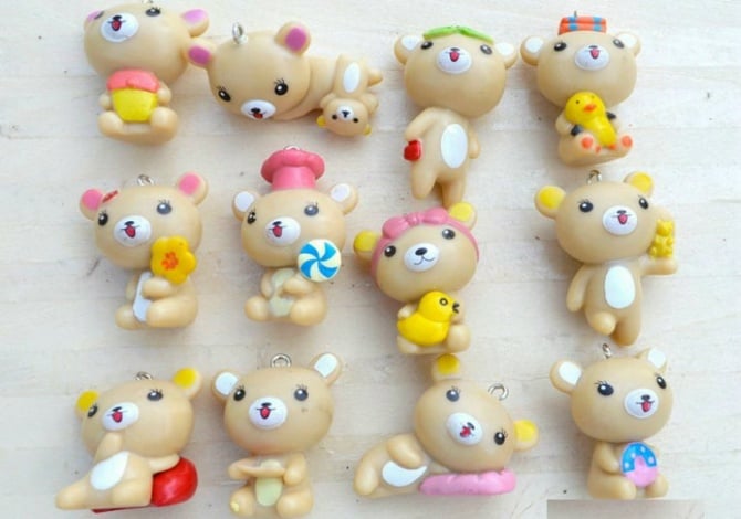 Rilakkuma Figurine Set / Cake Topper (12 in 1) - Light brown