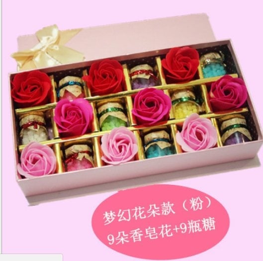 9 soap flower 9 Wishing bottle Candy with gift box