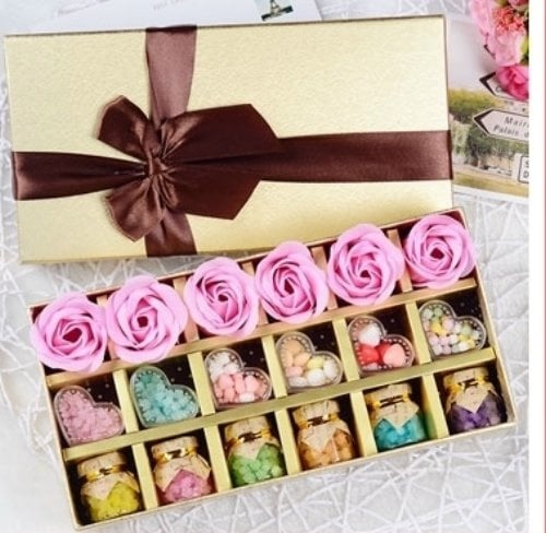 6 soap flower 12 Wishing bottle LOVE Candy with gift box