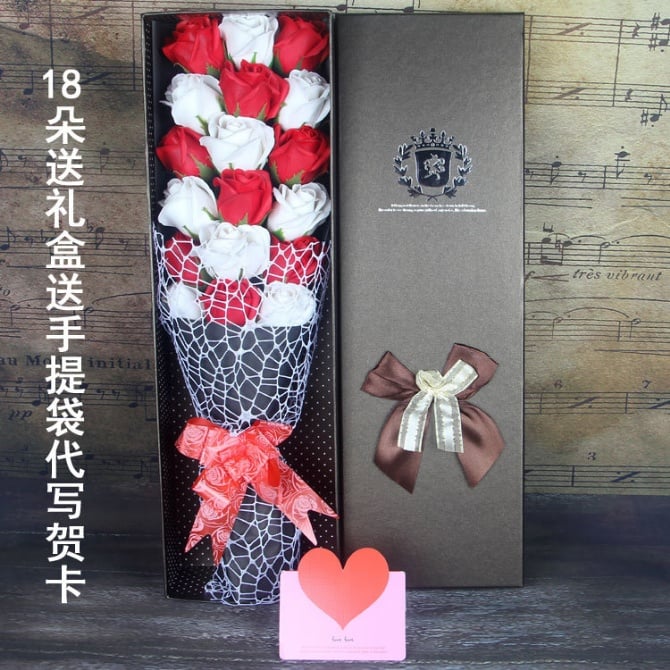 18pcs soap flower with gift box mix colour