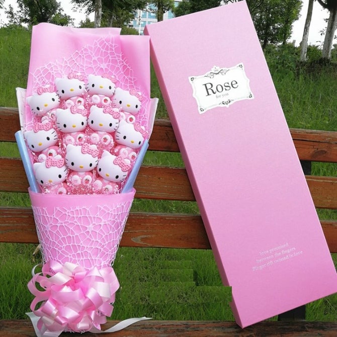 11pcs hello kitty with Gift box led free greeting card