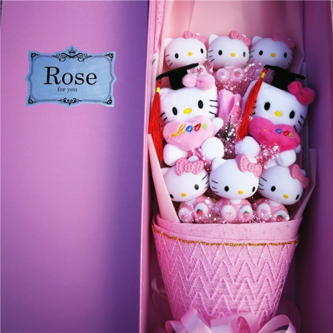 8pcs konvo graduation hello kitty with 1pc Soap Flower Gift box free greeting card