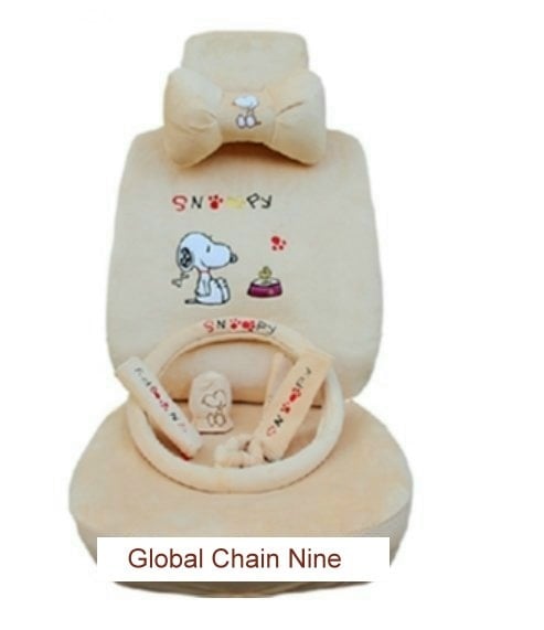 Snoopy short staple cotton 4-5 seat Car Seat Cover with steering and all accessory