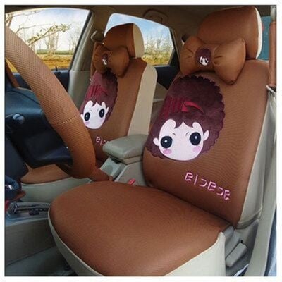 Girl add thick Spacer Fabric Quality 4-5 seat Car Seat Cover with steering and all accessory