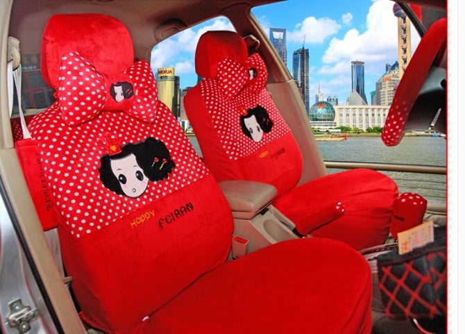 Korea styles girl short staple cotton 4-5 seat Car Seat Cover with steering and all accessory