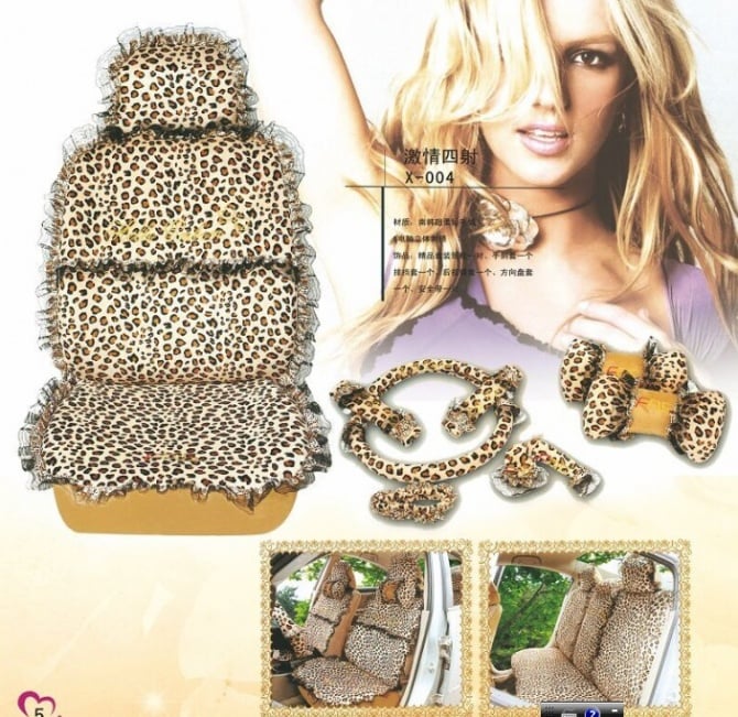 leopard styles lace short staple cotton 4-5 seat Car Seat Cover with steering and all accessory
