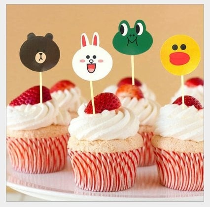 12pcs Brown bear Theme Cartoon Character Cake Topper Happy Birthday
