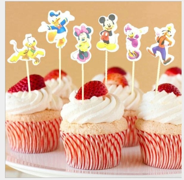 12pcs micky minnie disney Theme Cartoon Character Cake Topper Happy Birthday