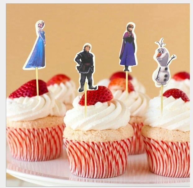 12pcs Frozen Theme Cartoon Character Cake Topper Happy Birthday