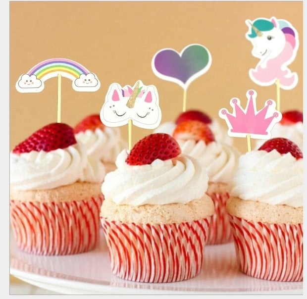 12pcs unicorn Theme Cartoon Character Cake Topper Happy Birthday