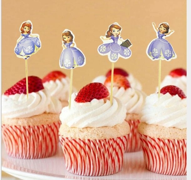 12pcs sofia Theme Cartoon Character Cake Topper Happy Birthday