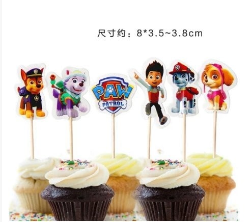 12pcs paw patrol Theme Cartoon Character Cake Topper Happy Birthday