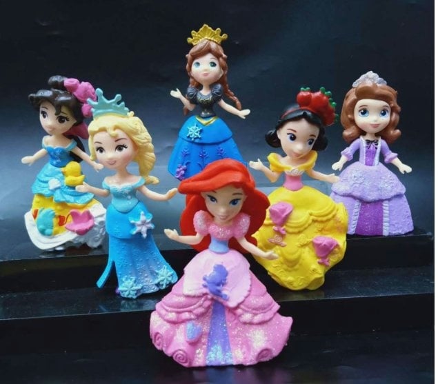 6 in 1 Princess Q-Version design 2 Figurine Set / Cake Topper